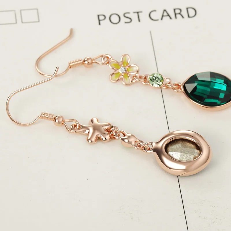 Neoglory Австрия Кристалл и стразы висячие серьги элегантный цветок с овальным