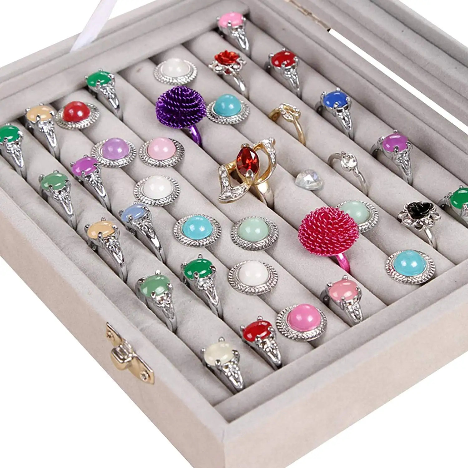 Jewelry Box Organizer 8 Grids with Glass Showcase Storage Container | Украшения и аксессуары