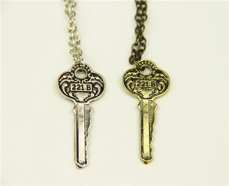 Модное ожерелье Шерлок Холмс 221B Baker Street Key, винтажная антикварная подвеска-Шарм для мужчин и женщин, ювелирные изделия из фильма, подарки
