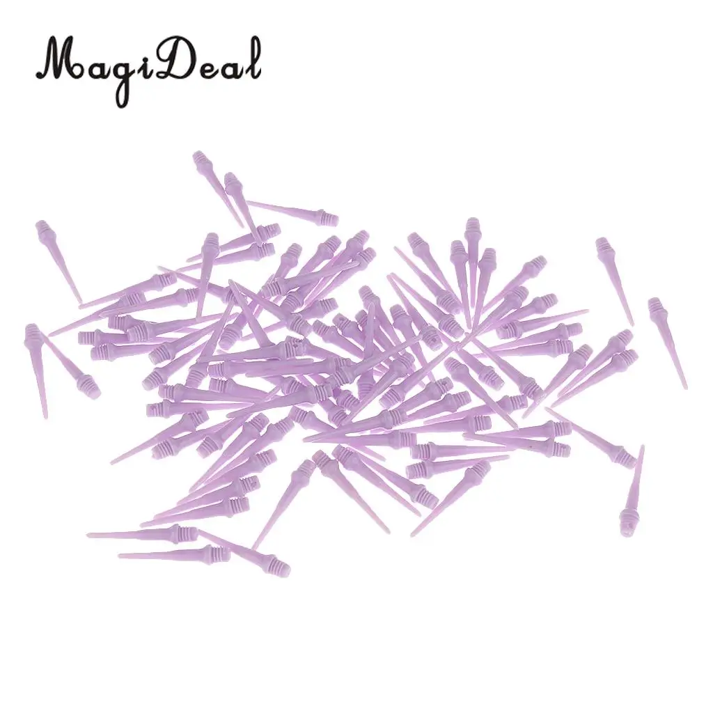 

MagiDeal 100 Pieces Dart Soft Tips Points 2BA Standard Darts Needle Purple