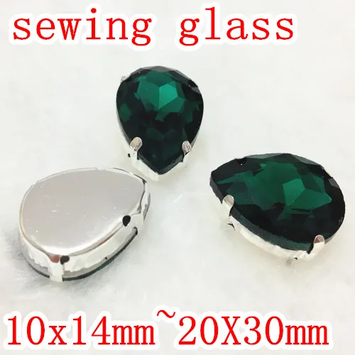 

Green Zircon Color Sew On Crystal Teardrop Fancy Stone With Metal Claw Setting 10x14mm,13x18mm,18x25mm,20x30mm