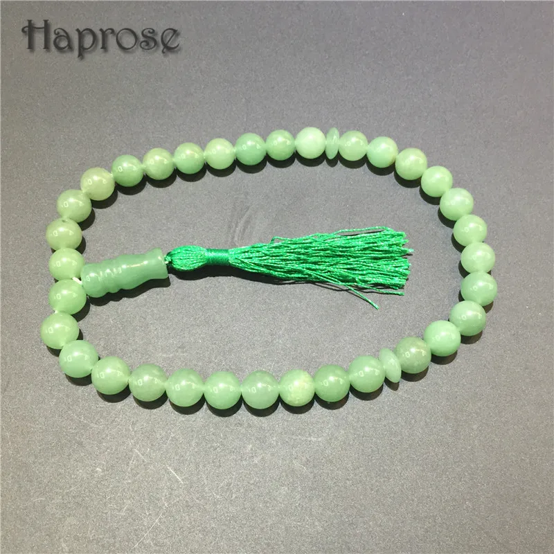 Haprose натуральный 33 бусины зеленый авантюрин круглой формы 12 мм Tesbih Tasbih Allah Четки