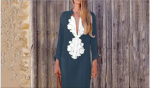 Женское платье до щиколотки Boho свободное Пляжное Платье макси с глубоким