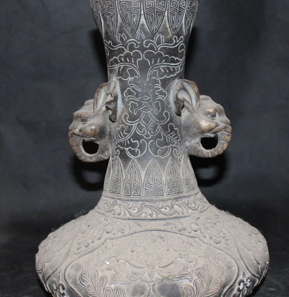 12 &quotКитайская династия народная традиция Бронзовая голова слона Zun Горшок Ваза