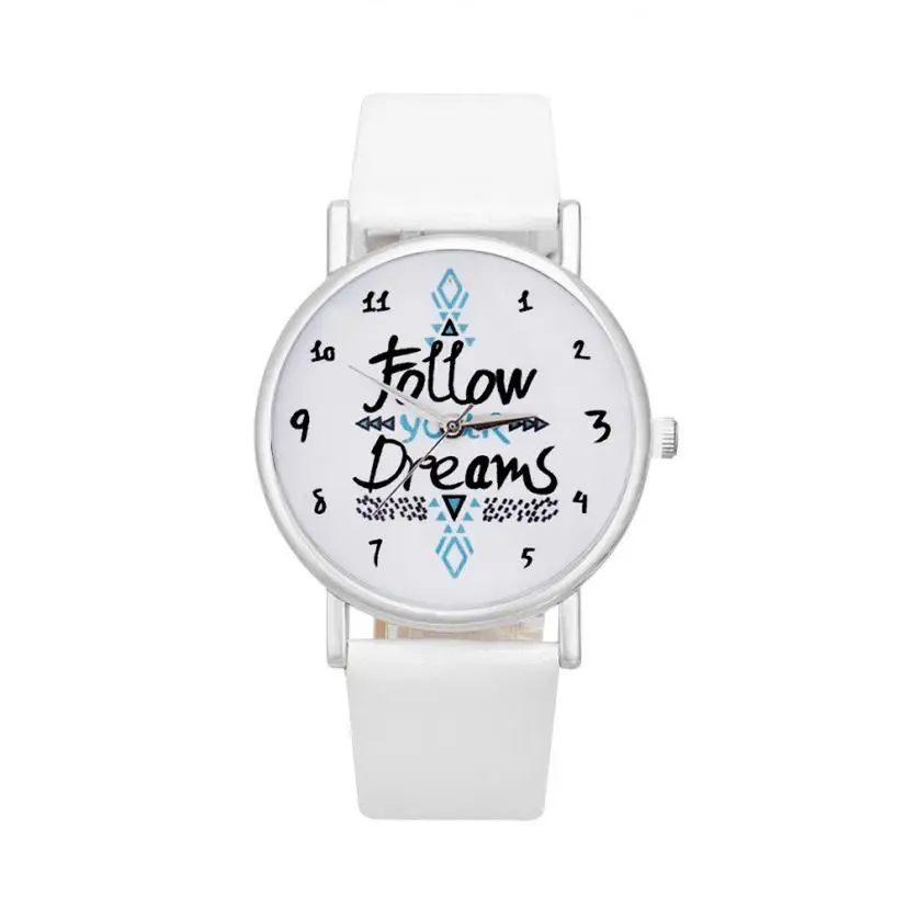 Модные женские часы с надписью Follow Dreams кожаные высокого качества Прямая поставка