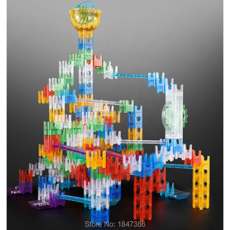 Набор для сборки рельсов 108 шт. строительные блоки с кубиками шариками мраморным