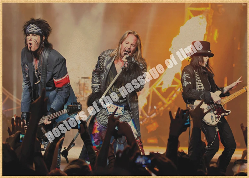 Motley Crue винтажная Ретро рок-группа музыкальная гитара матовая крафт-бумага античный плакат Настенная Наклейка домашний декор