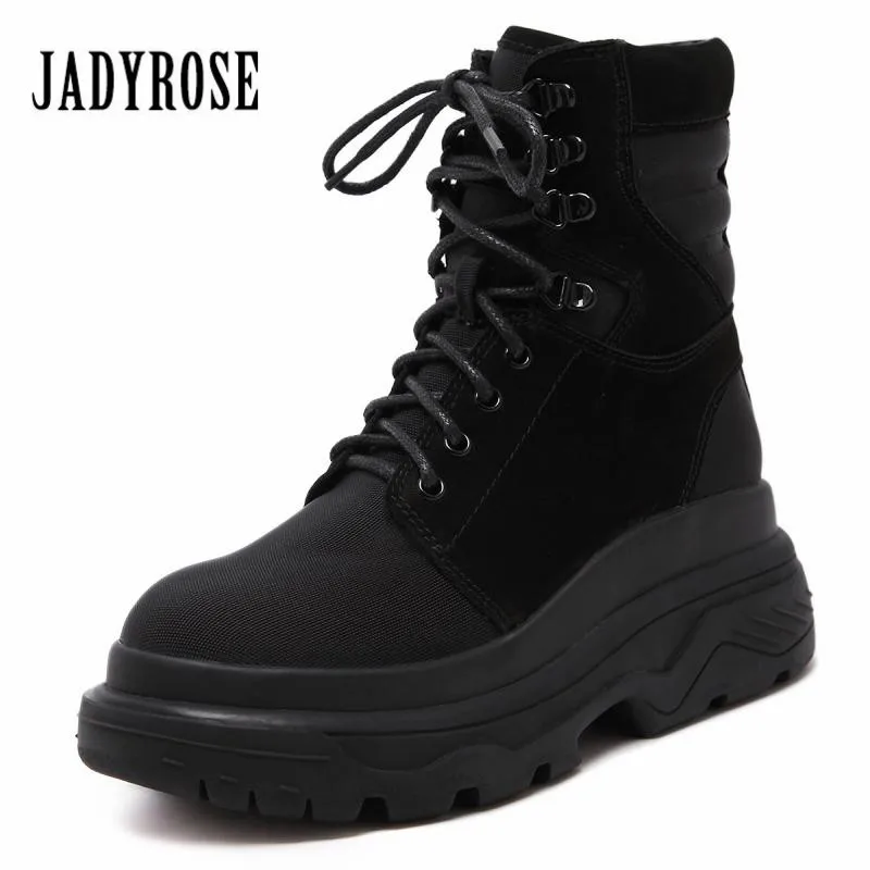 Jady Rose/Винтажные женские ботинки для верховой езды; повседневные короткие ботинки на шнуровке; водонепроницаемые зимние ботинки; женская обувь на платформе с высоким берцем