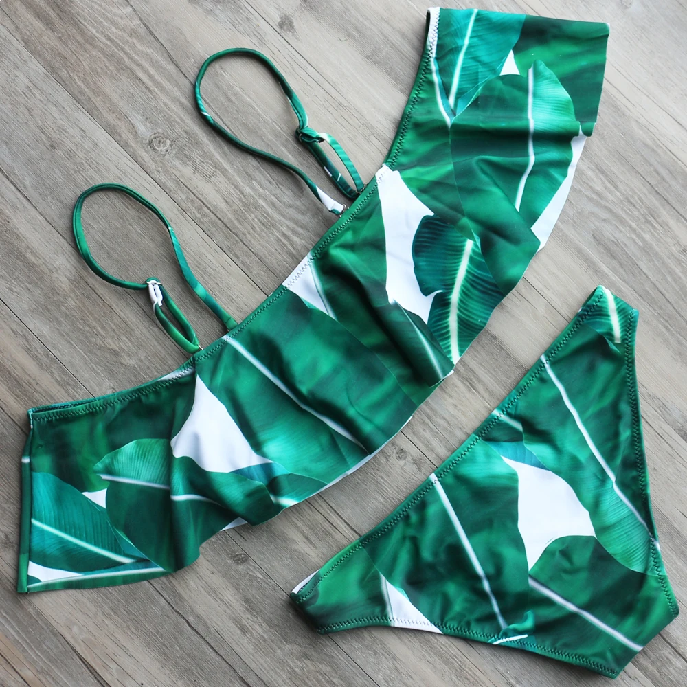 ZMTREE/Лидер продаж бикини 2017 г. купальник с принтом листьев купальники для женщин