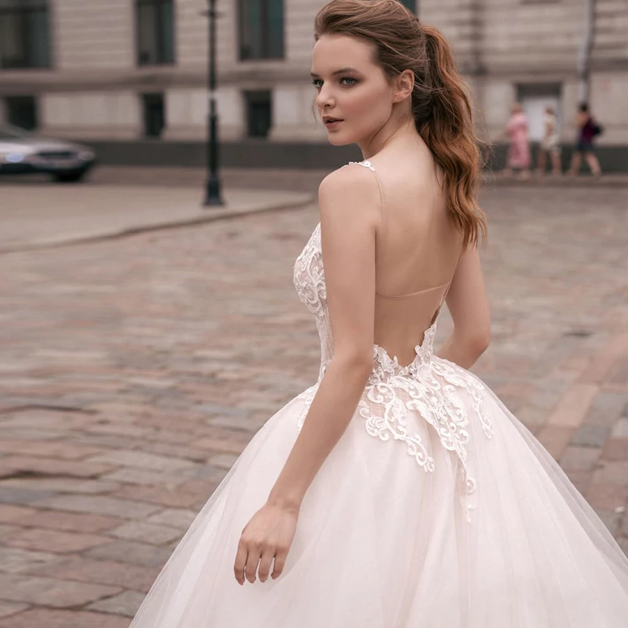 ADLN 2019 Robe De Mariage v-образным вырезом без рукавов бальное платье Свадебные платья с