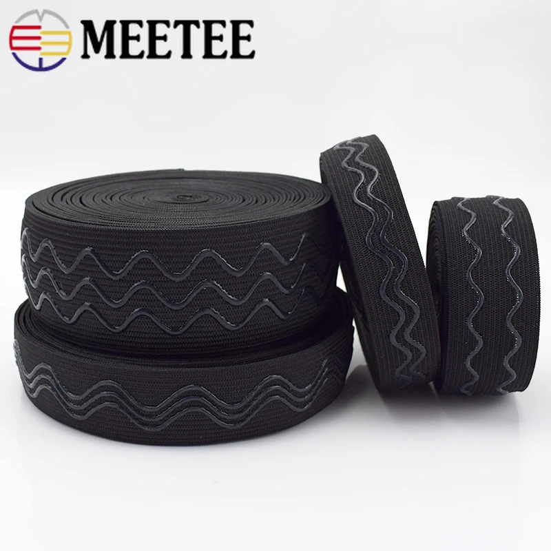 Meetee 2/5/10 м 2-4 см является допустимой Non-slip Эластичная лента волны силиконовые эластичные лямки ремня DIY спортивная одежда наручи аксессуары для шитья