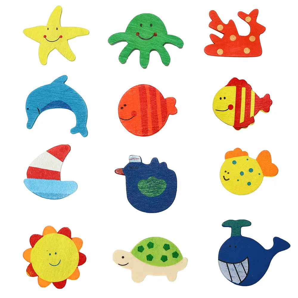 12 шт./компл. магнит на холодильник для детей деревянный мультяшный морской
