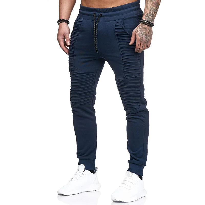 Helisopus Men Fashion Brand Joggers Pants Male Casual Pleated Trousers Hip Hop Mens Solid Sweatpants | Мужская одежда