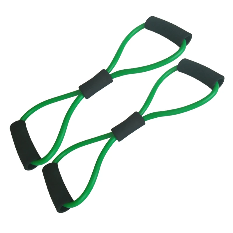 2pcs.Green 2 шт. 8-образный сопротивление контура группы tube for yoga фитнес пилатес тренировки упражнения фитнес-оборудование груди разработчик - Цвет: 2pcs.Green