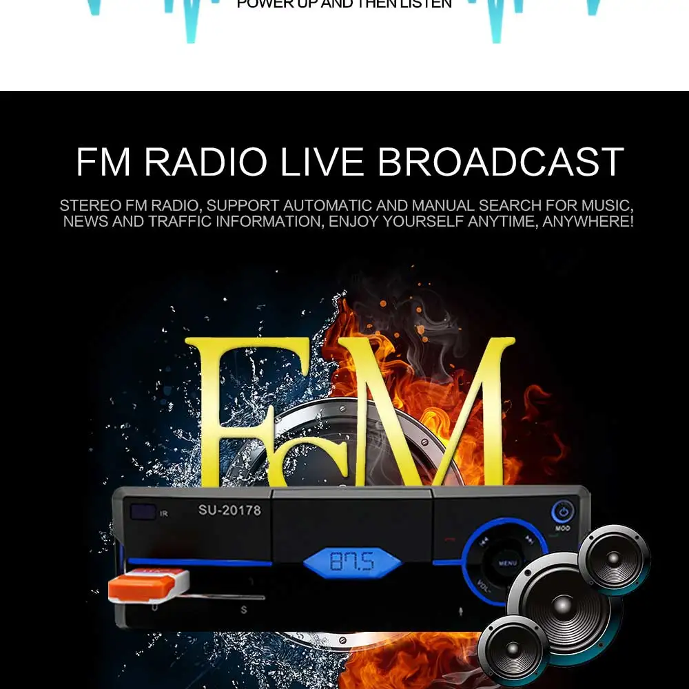 Автомагнитола 1 Din MP3 плеер Стерео Авторадио мультимедийный плеер Bluetooth FM пульт дистанционного управления Handsfree звонки USB SD cardIn-Dash