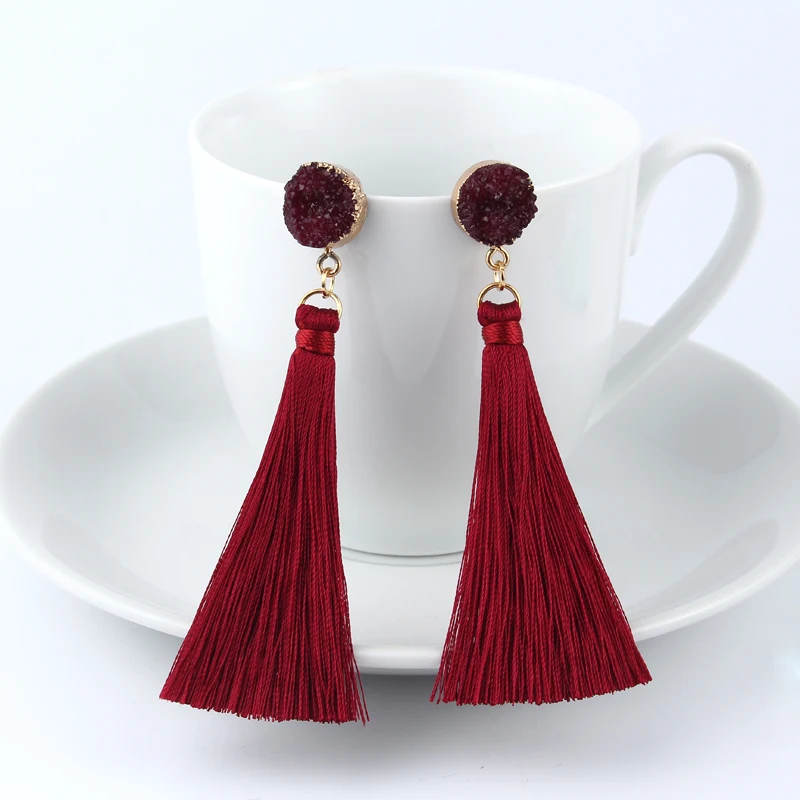 Dayoff этнические полимерные геометрические круглые серьги гвоздики ручной работы