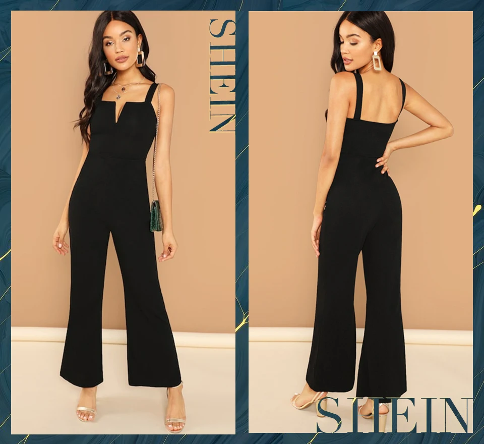 SHEIN Стильный Комбинезон Без Рукавов Элегантный Длинный Комбинезон На Бретельках