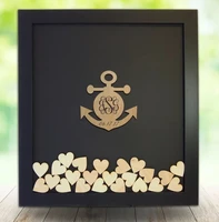 personalize anchor wooden nautical wedding guest book alternative guestbook drop top box wedding guest book hearts signature