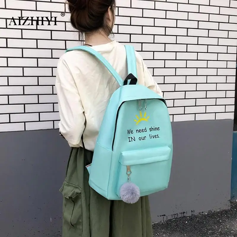 4 шт./компл. лента цепь с буквенным Mochila рюкзак туристические рюкзаки для отдыха школьные рюкзаки для девочек-подростков, школьный рюкзак