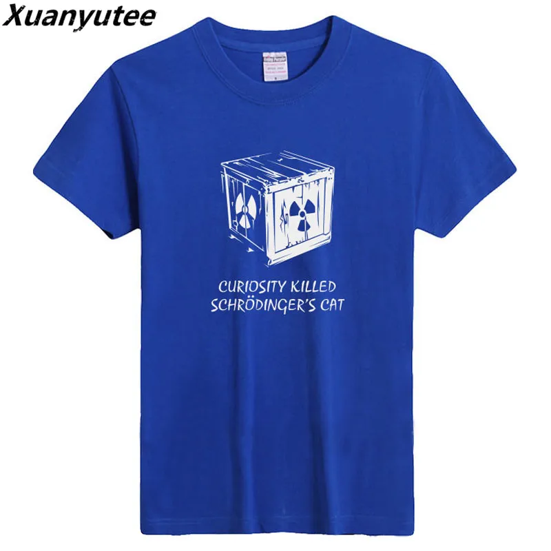 Xuanyutee Curiosity Killed Schrodinger's Cat Футболка Мужская хлопковая футболка с короткими