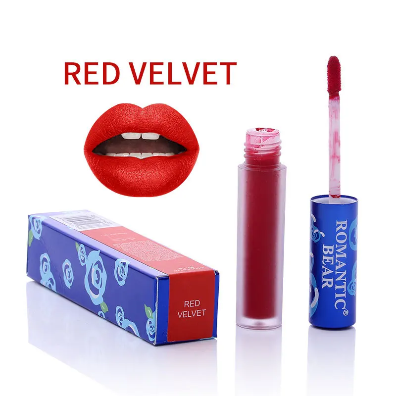 RED VELVET Модный женский стойкий блеск для губ Batom, макияж, романтическая брендовая матовая губная помада с медведем, не прилипающая чашка, матовая брендовая губная помада - Цвет: RED VELVET
