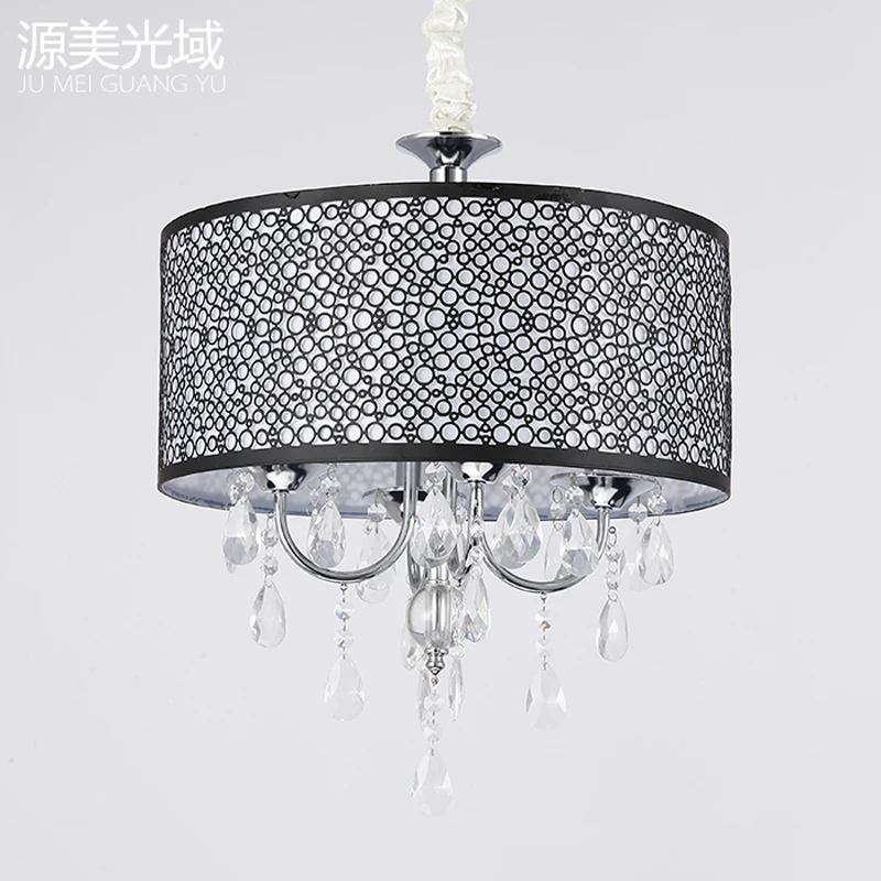 Современный барабан хрустальная люстра черный железный столовая спальня