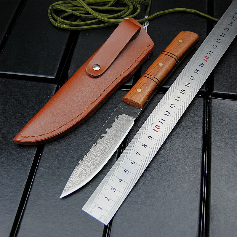 Охотничий прямой нож EVERRICH тактический с японской бамбуковой ручкой и кобурой из