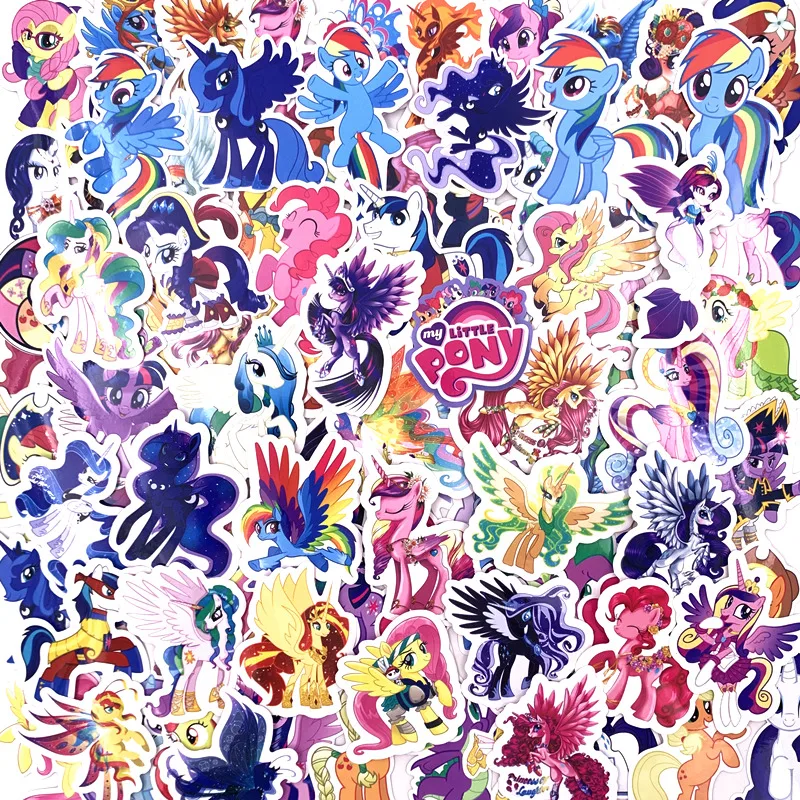 

92pcs stickers princess unicorn cartoon theme pull box pegatinas car motorcycle wall graffiti sticker toys My little pony