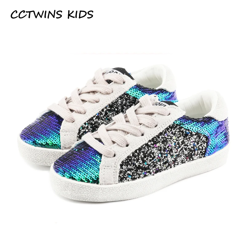 CCTWINS KIDS 2018 осенние модные детские кроссовки с блестками повседневные из