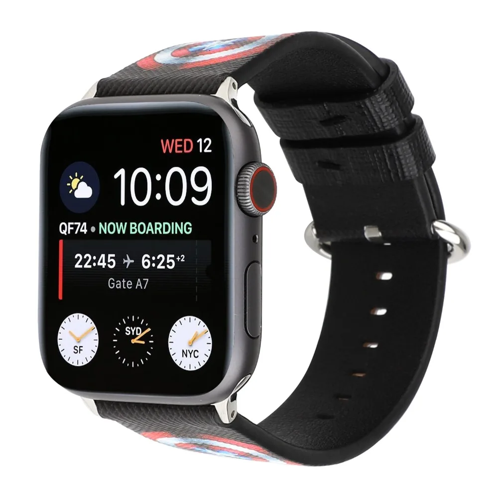 Мягкий кожаный ремешок Marvel Heroes из искусственной кожи для apple watch, серии 4, 3, 2, 1, Железный человек, кожаный ремешок для apple iwatch 44 мм, 42, 40, 38 мм