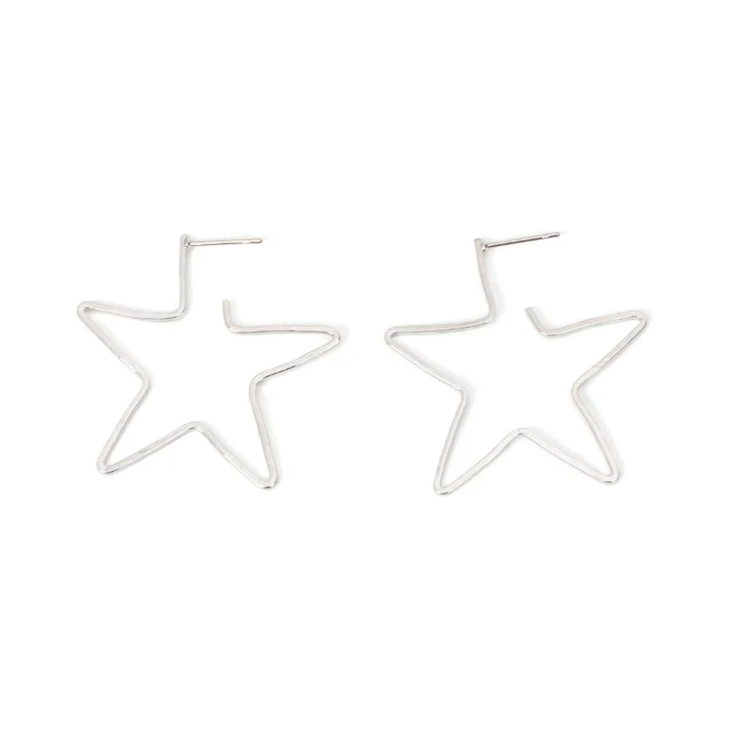 Lvytide Vega Star серьги большие эффектные геометрические обруч со звездочками серьги звезды образные украшения подарок на День святого Валентина для нее - Окраска металла: silver