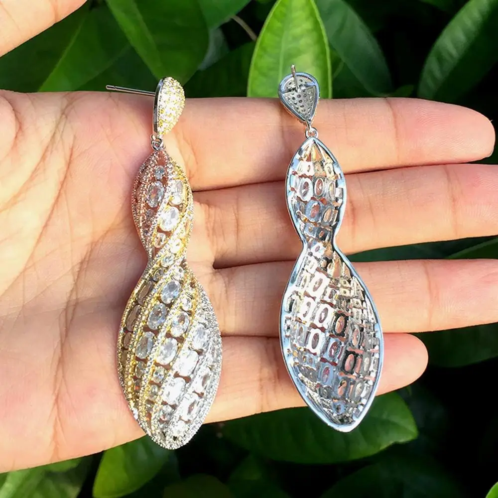 Роскошные большие серьги ModemAngel с твердым шариком полностью покрытые мелким