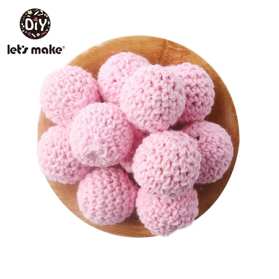 17 Let'S Make 20 мм 10 шт деревянные вязаные бусины жевательные бусины Diy деревянный Прорезыватель жемчужный бисер для детской кроватки игрушка сенсорная погремушка Детская Игрушка прорезыватель - Цвет: 17