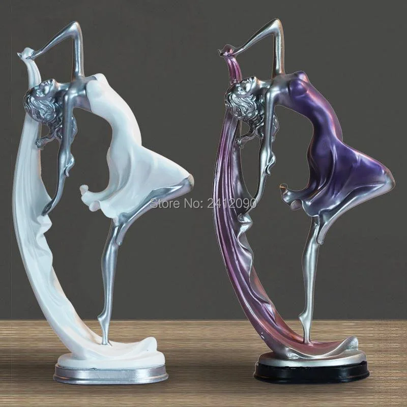 Фиолетовые синие белые статуэтки ангела изделия из смолы балетная танцовщица