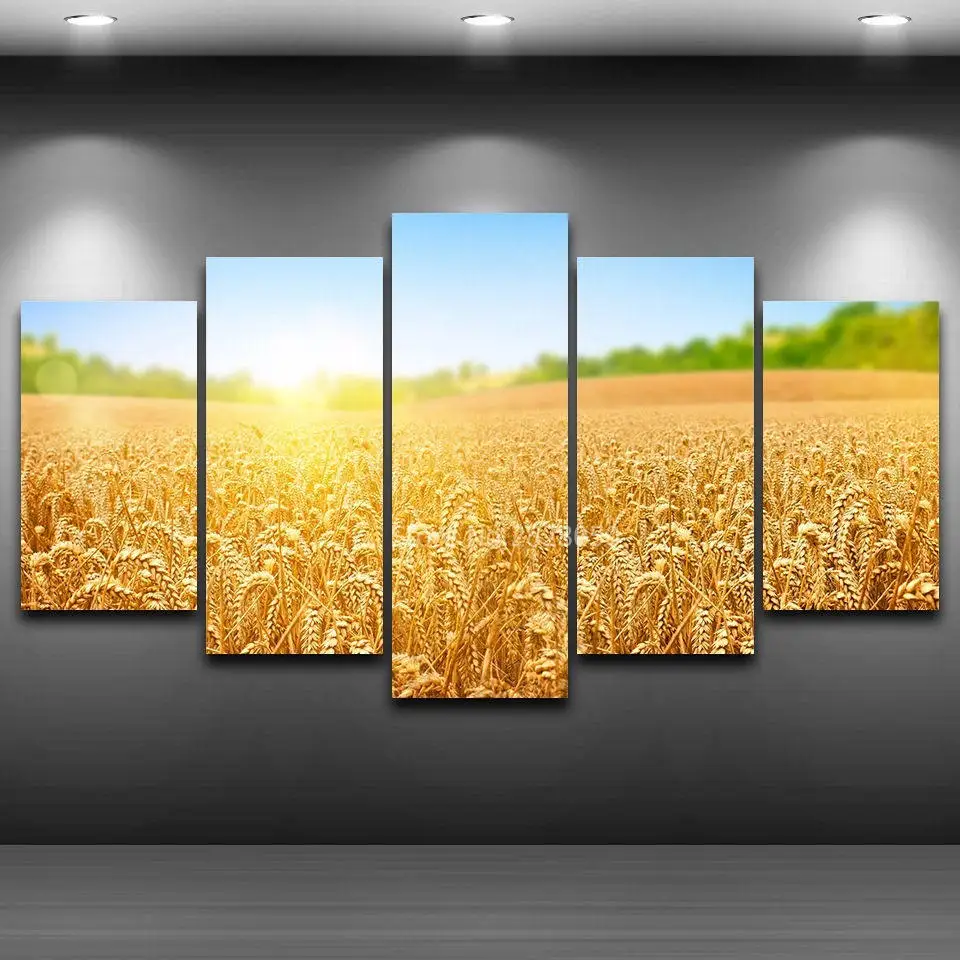 Country Road Sunset Landscape Poster Paintings Living Room Decor Wall Canvas Art Sets Artwork Bedroom Decoration | Дом и сад