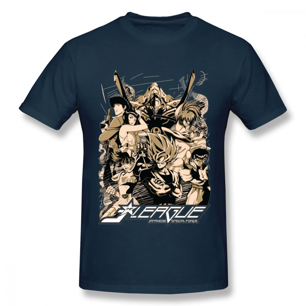 Ретро дизайн японского аниме Sainte Seiya Son Goku ковбой Bebop Himura Kenshin YuYu Hakusho футболка Классическая футболка с героями мультфильмов - Цвет: Тёмно-синий