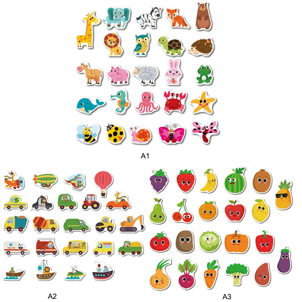 

Kids Baby Wooden Wood Animal Cognition Puzzle Fruit Learning Toy Christmas Gifts for kid Developmental Baby Educational Toys