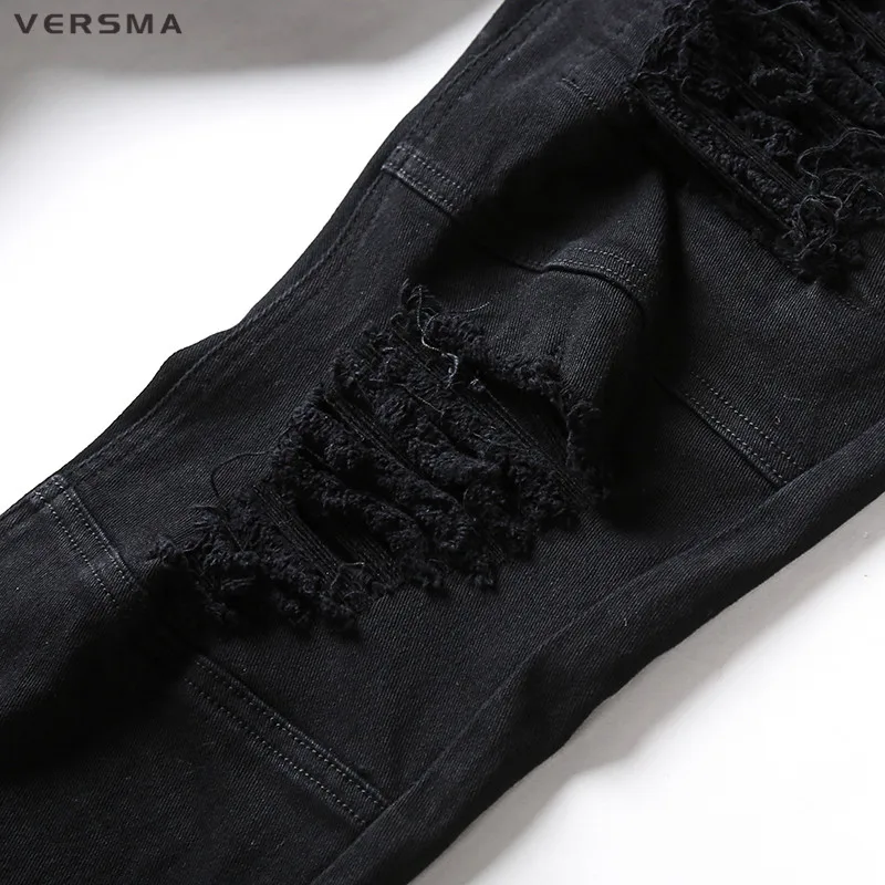 VERSMA Высокая уличная хип хоп рваные джинсы мужские брюки корейские Ulzzang BF разрушенные GD мужские джинсы спортивные брюки узкие брюки