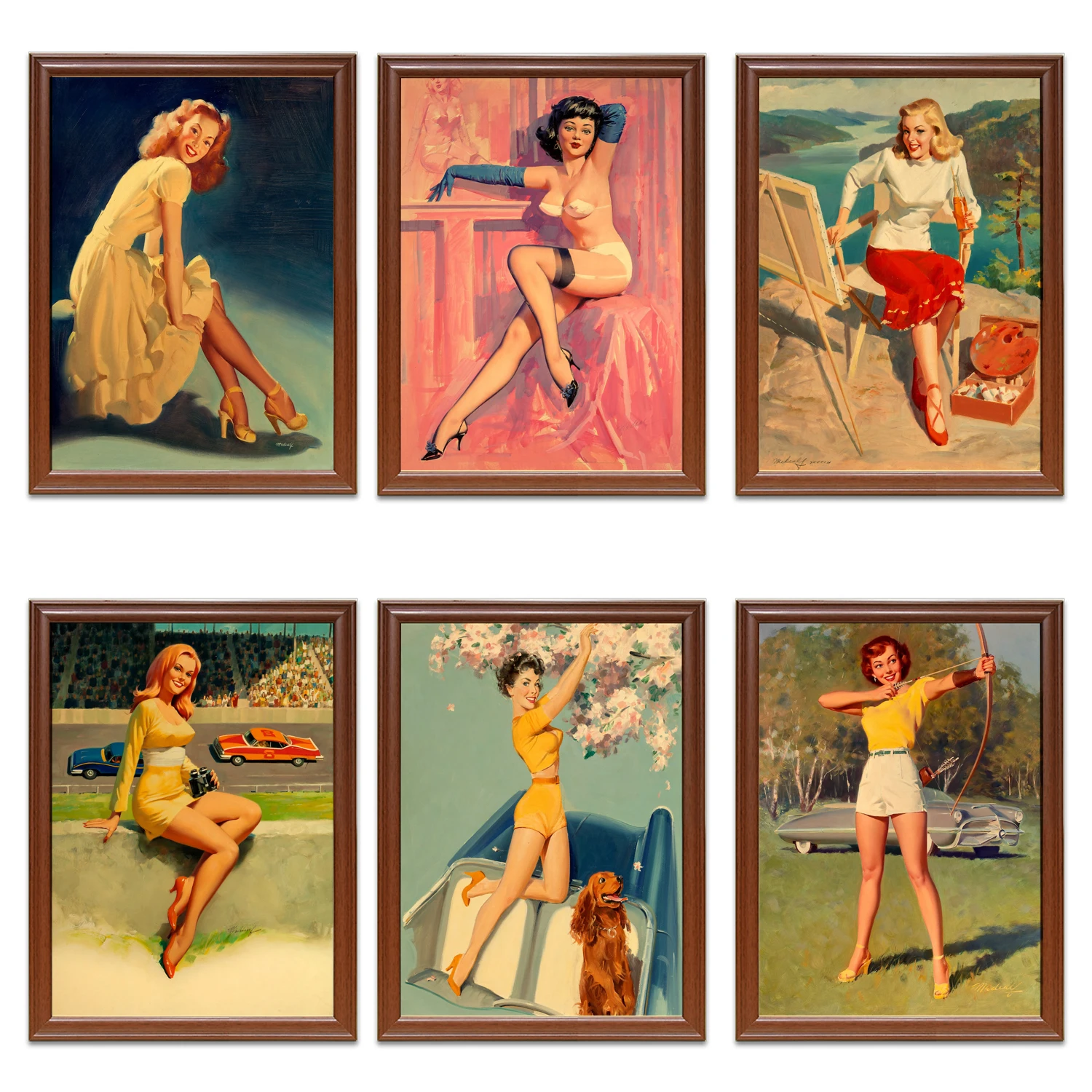 Винтажный постер Pin Up для девочек постеры из крафт-бумаги рисования и стрельбы
