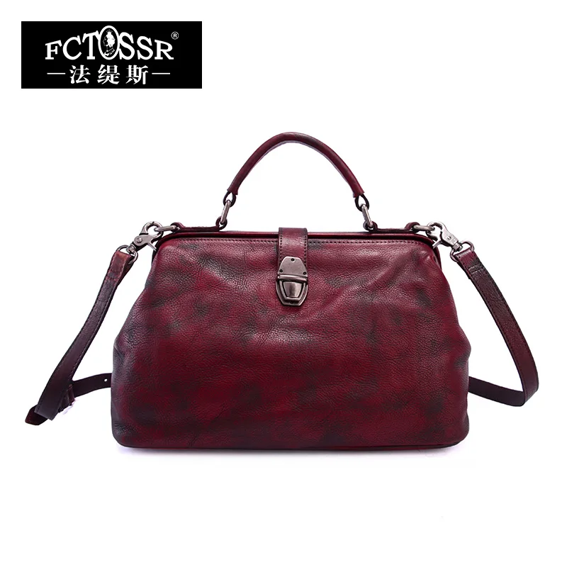 Женская сумка ракушка в стиле ретро ручной работы из натуральной кожи с ручками