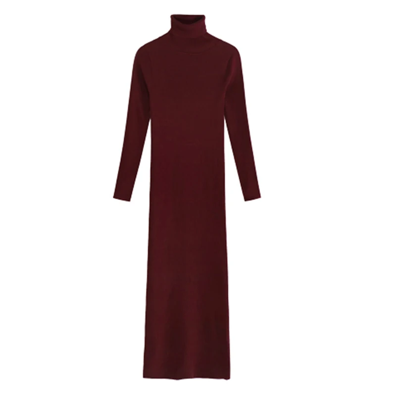 Apoenge Для женщин зимнее платье Turleneck Сельма Bodycon трикотажные Платья свитеры