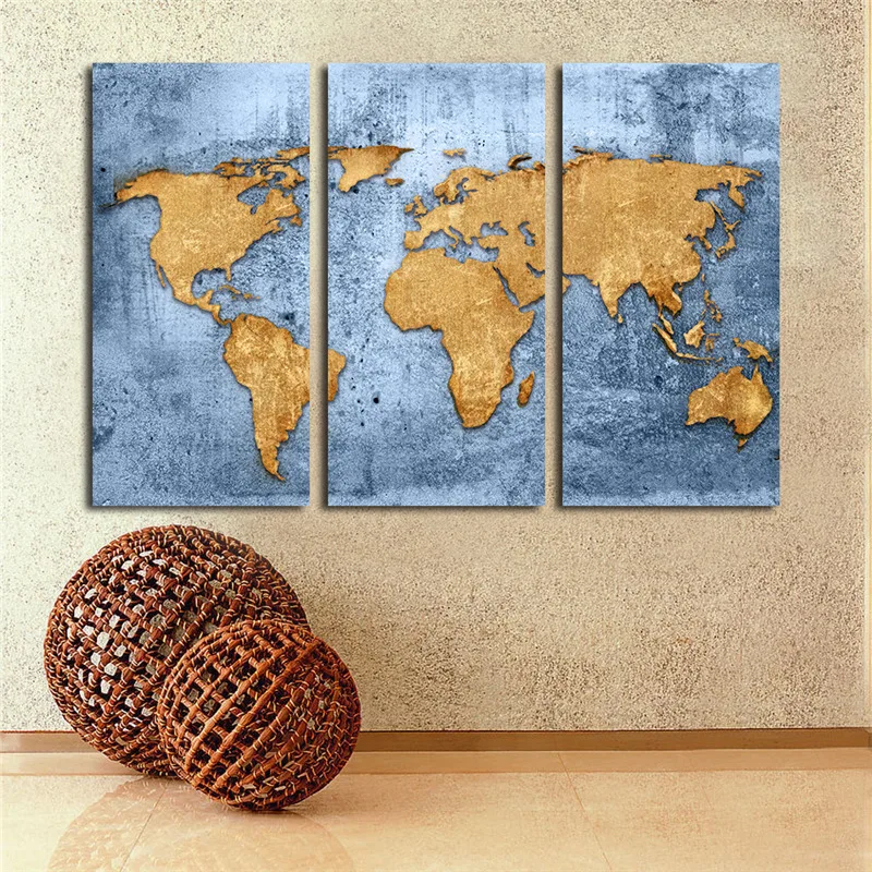 3 шт. синий желтый мира Географические карты современные стены Стикеры Винтаж