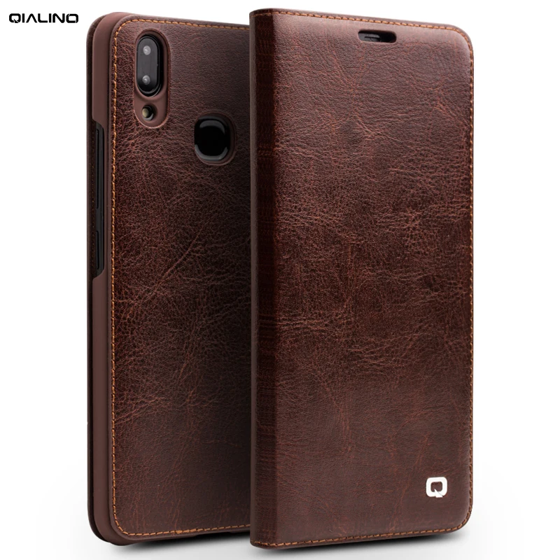 Стильный чехол-книжка QIALINO из натуральной кожи для Vivo X 21 роскошный чехол ручной
