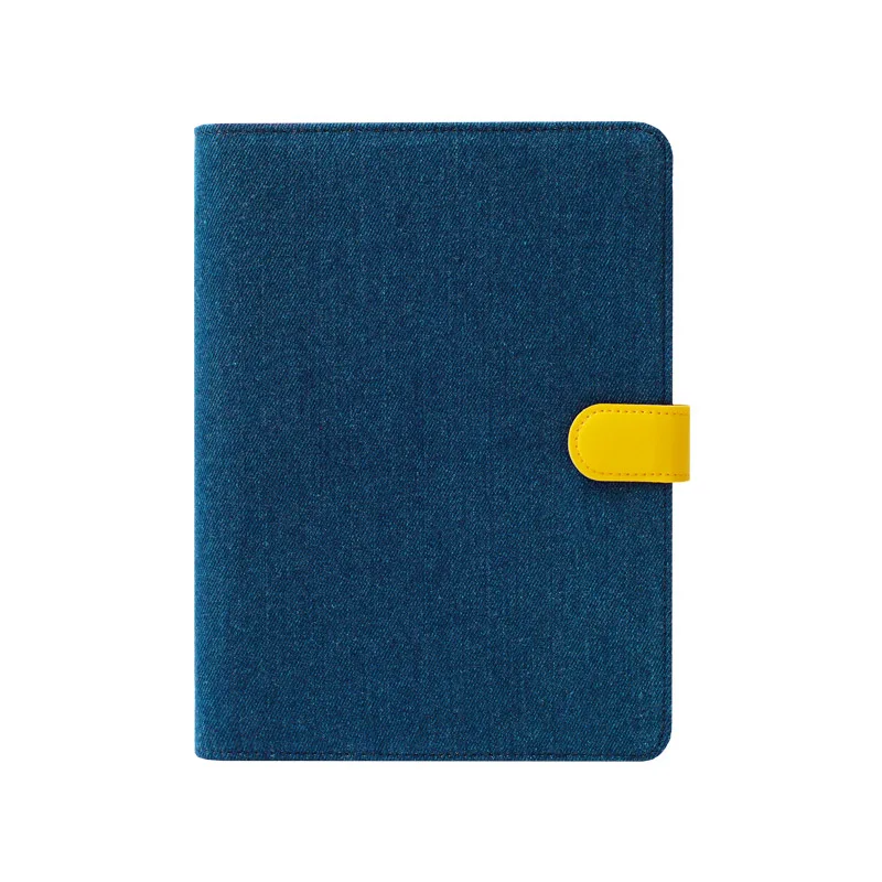 Navy blue Yellow A5 A6 Kawaii милый Тканевый блокнот для школы, офиса, канцелярских принадлежностей, пустая линия, сетка, точки, планировщик, блокнот, 6 отверстий, спиральное кольцо, связующее - Цвет: Navy blue Yellow