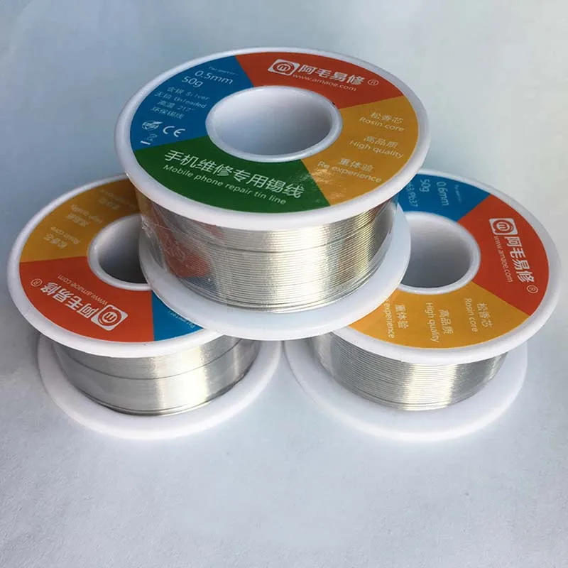 

Jyrkior Welding Iron Wire Reel 50g 0.3mm 0.5mm 0.6mm Tin Leaded Unleaded Line Rosin Core Flux Solder Soldering