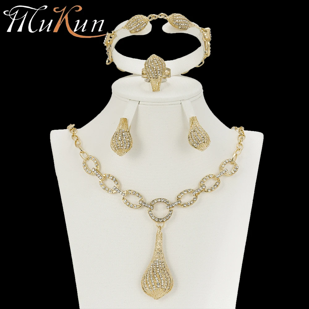 MuKun fashion indian wedding jewelry sets for brides engagement bridal dubai gold women costume classic | Украшения и аксессуары