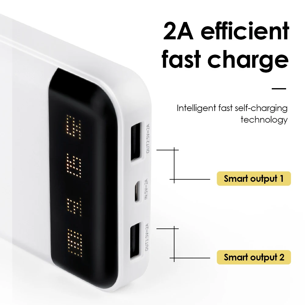 Voth 10000 мАч портативное зарядное устройство 2 USB lcd аккумулятор а внешний для