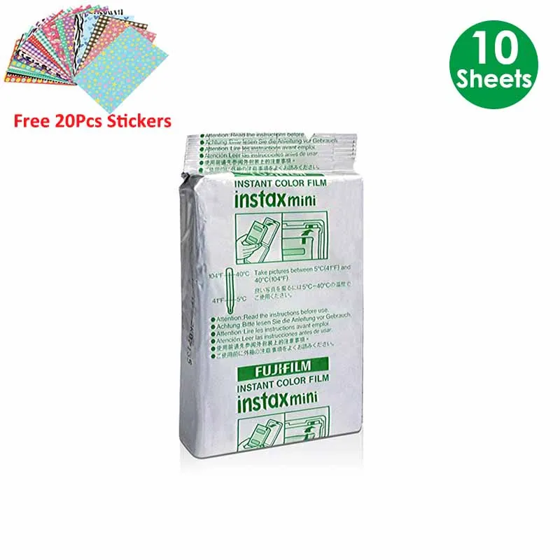 10 Sheets Белая пленка Fujifilm Instax Mini 10 20 40 60 80 100 листов для FUJI Instant Photo camera Mini 9 Mini 8 7s 70 90+ Бесплатные наклейки - Цвет: 10 Sheets
