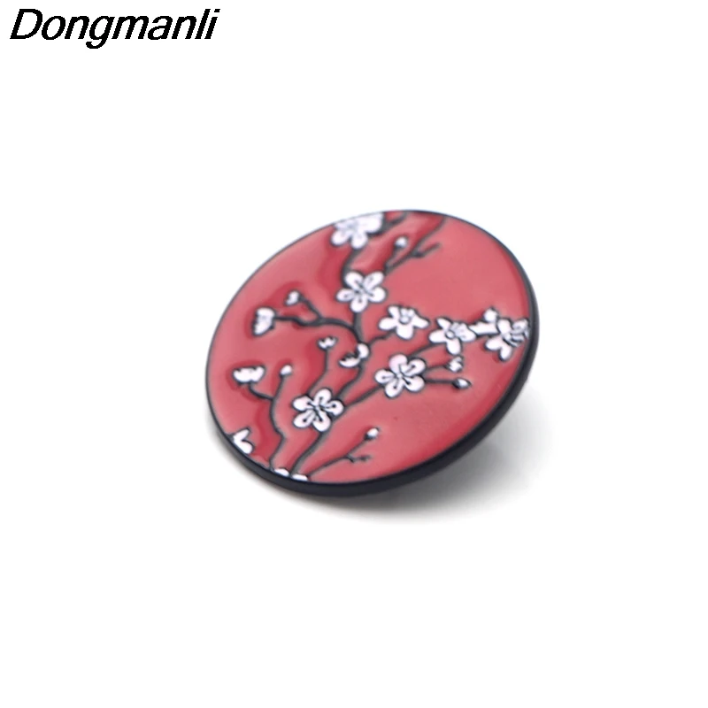 P3451 Dongmanli вишневые цветы металлические эмалированные булавки и броши для женщин мужчин нагрудные булавки рюкзак сумки значок для женщин Подарки