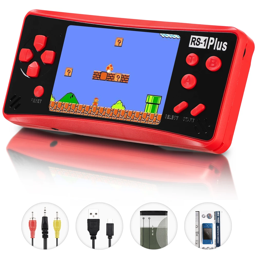 Красный RS-1 Plus Видео игровой плеер для детей и взрослых JJFUN ТВ Видео игровая система встроенные 218 ретро классические игры 3," ЖК-дисплей 1 USB зарядка - Цвет: Красный